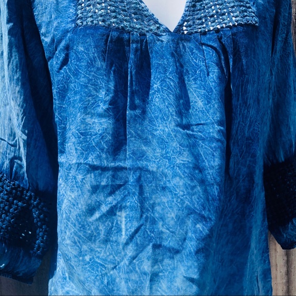 Live & Let Live Tie Dye Top LARGE Crochet Ombre - Picture 6 of 8